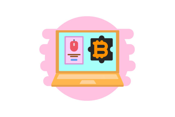 Bit Coin Laptop Mouse – A Modern Graphic Design Asset for Bloggers and Publishers