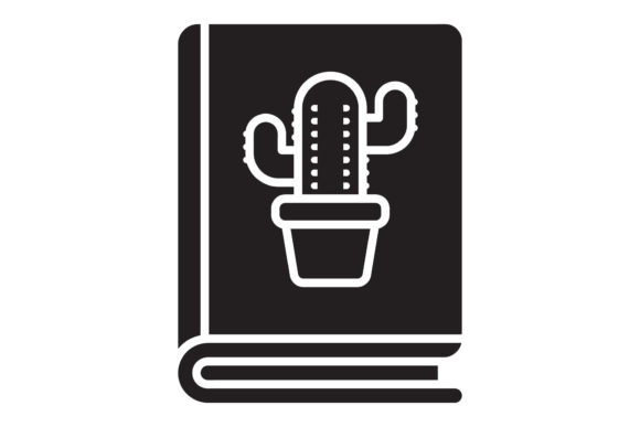 Book Icon Cactus Black Filled Design Art – A Versatile Freebie for Branding