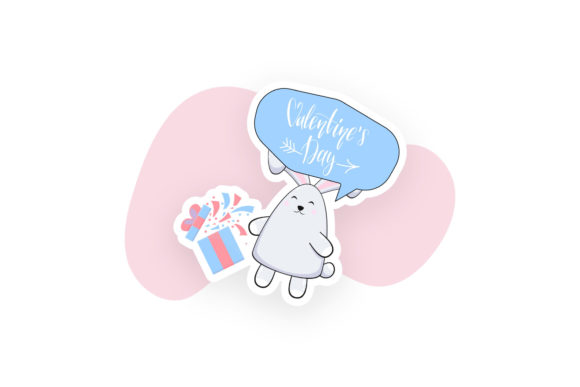 Cute Valentine Surprise Bunny Sticker: A Versatile Graphic Design Asset for Content Creators
