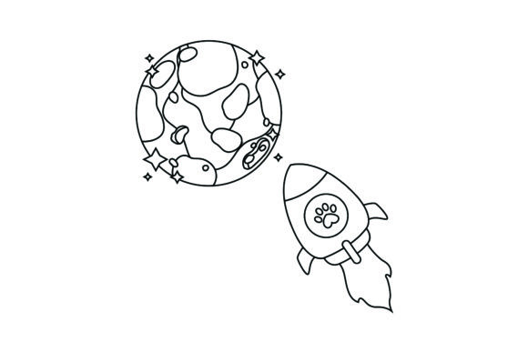 Flat Icon Space Rocket Coloring Page: A Graphics Freebie for Creative Content