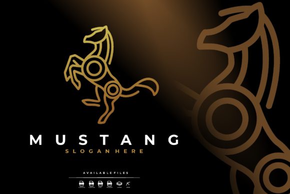 Mustang Horse Monoline Outline Logo: A Versatile Graphic Freebie for Creative Projects