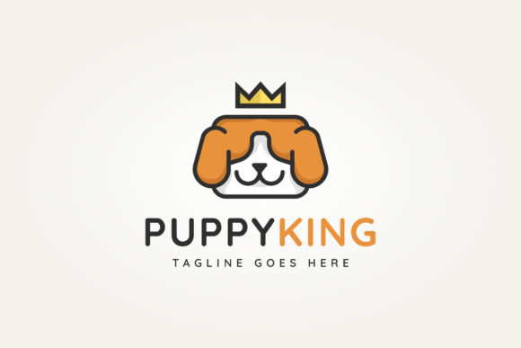 Puppy King Minimalist Flat Logodesign: A Modern Graphic Asset for Local Businesses