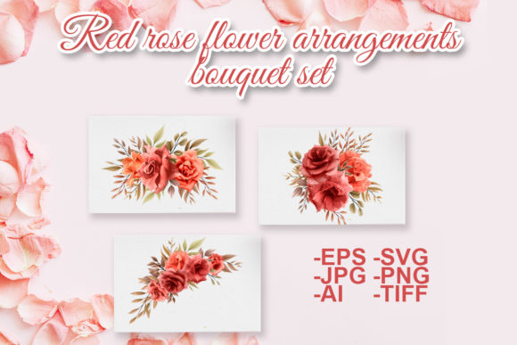 Red Rose Floral Arrangements Bouquet Set: A Powerful Graphic Design Asset for Crafts & Branding