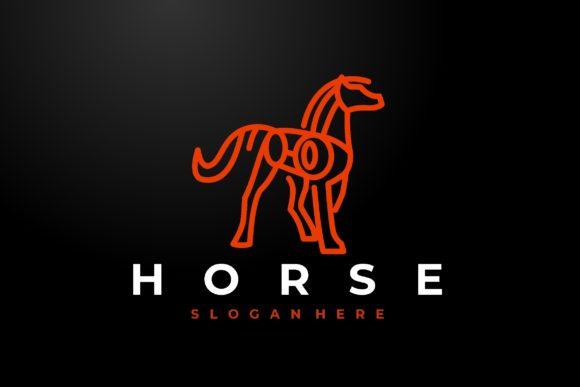 Red Stallion Horse Monoline Outline Logo: A Versatile Graphics Freebie for Creative Projects