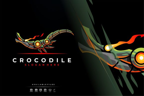 Robotic Crocodile Mascot Logo: A Versatile Freebie for Small Business Branding