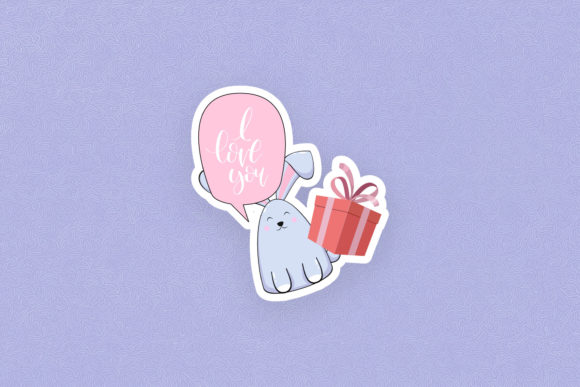 Sticker Valentine Cute Bunny Love: A Versatile Graphics Freebie for Creative Projects