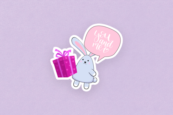 Sticker Valentine Cute Bunny Together – A Graphics Freebie Worth Adding to Your Kit