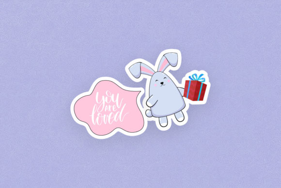Sticker Valentine Loved Cute Bunny: A Versatile Graphic Design Freebie for Local Businesses