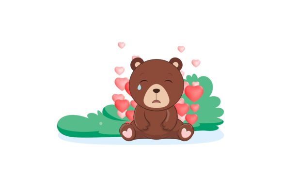 Valentine Bear Cartoon with Love: A Versatile Design Freebie for Creative Projects