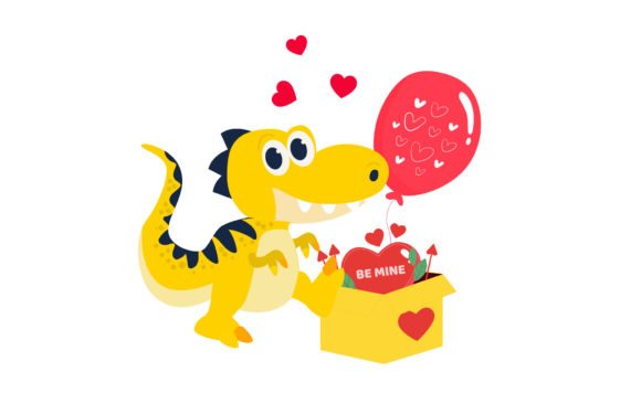 Valentine Dino Cute Illustration Love Review