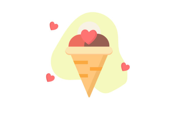 Valentine Romance Ice Cream Cute Icon: A Graphic Design Asset for Content Creators